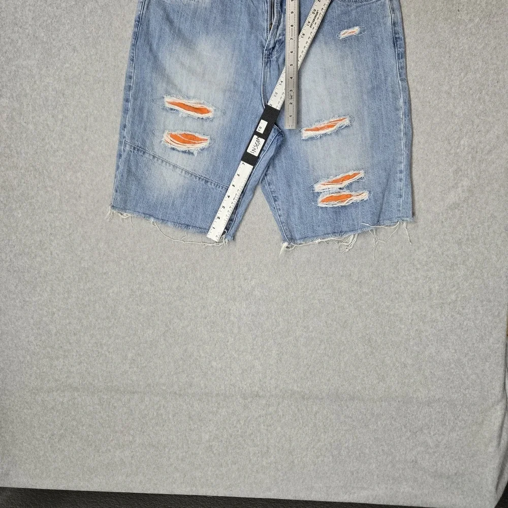 LRG Men Shorts 38 Light Blue Denim Jeans Distressed Grunge Y2KJ186003